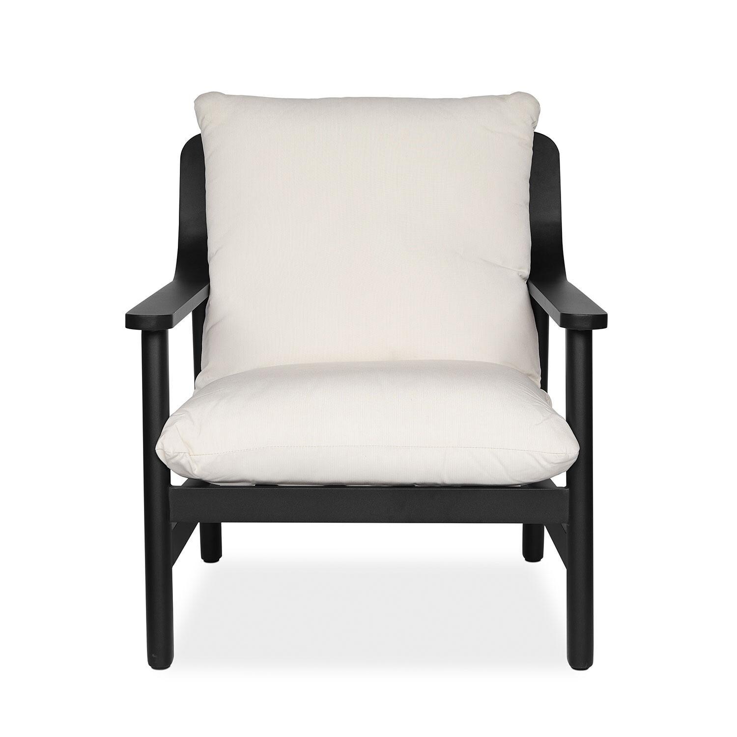 Bay St Louis 30 Inch Metal Outdoor Oversized Chair Set of 2 in Black W/ Sunbrella Cushions by Lakeview Outdoor Designs - Single Chair - Front View - White Background thumbnail