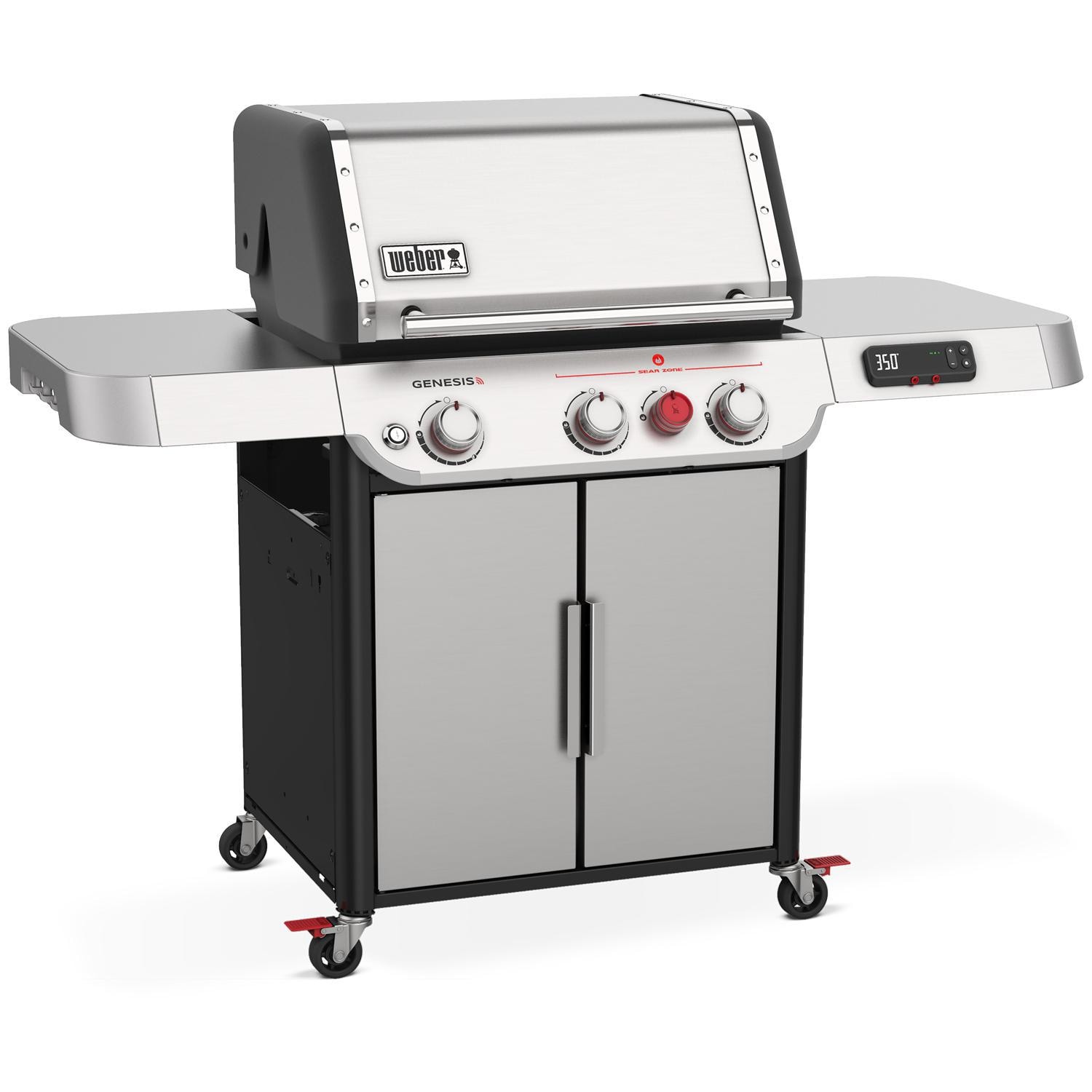 Weber GENESIS 35500001 SX-325s Propane Gas Smart Grill with Sear Burner - Stainless Steel - Left-Side Angled View thumbnail