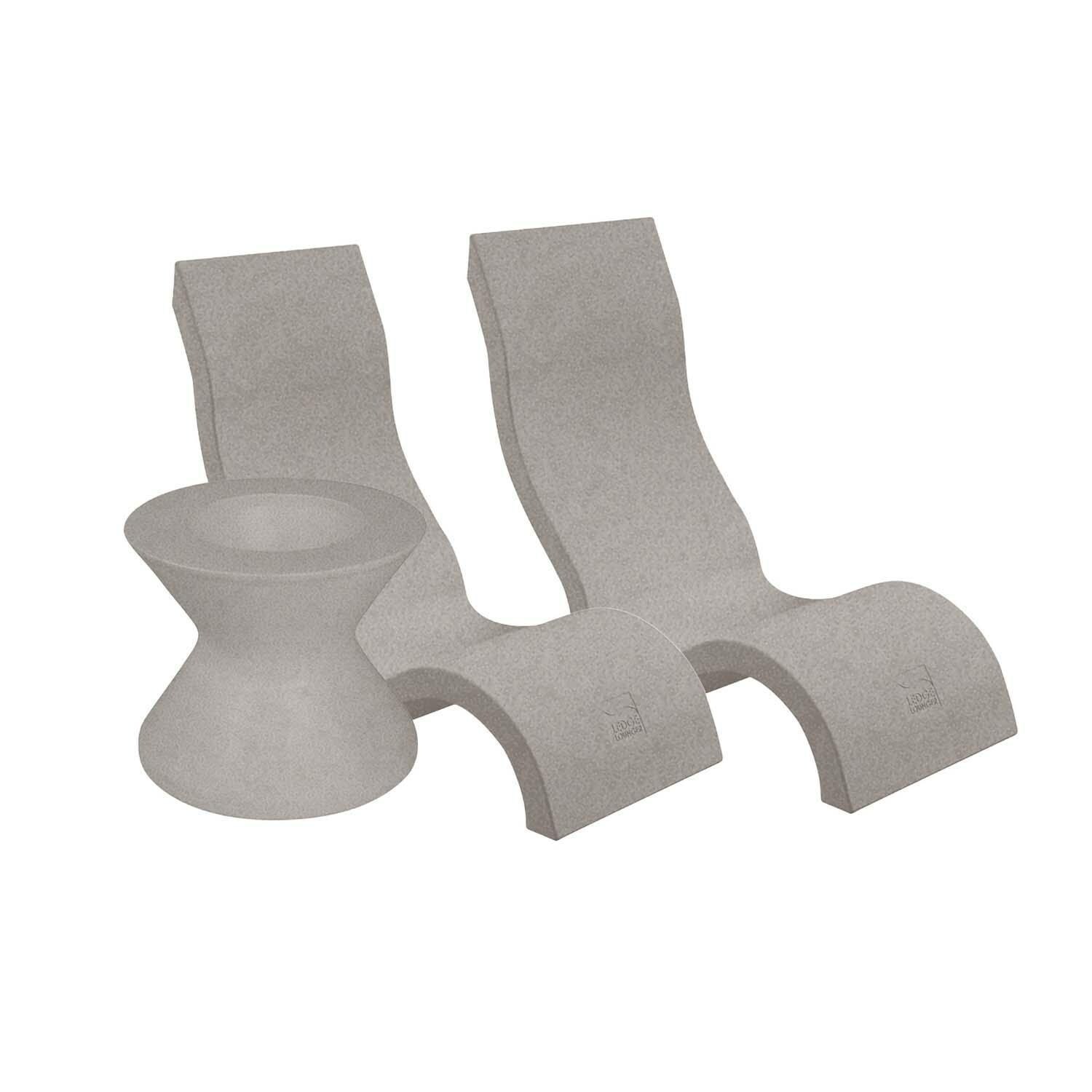 Ledge Lounger Signature Chair (Set of 2) W/Tall Ice Bin Side Table - Sandstone - White Background thumbnail