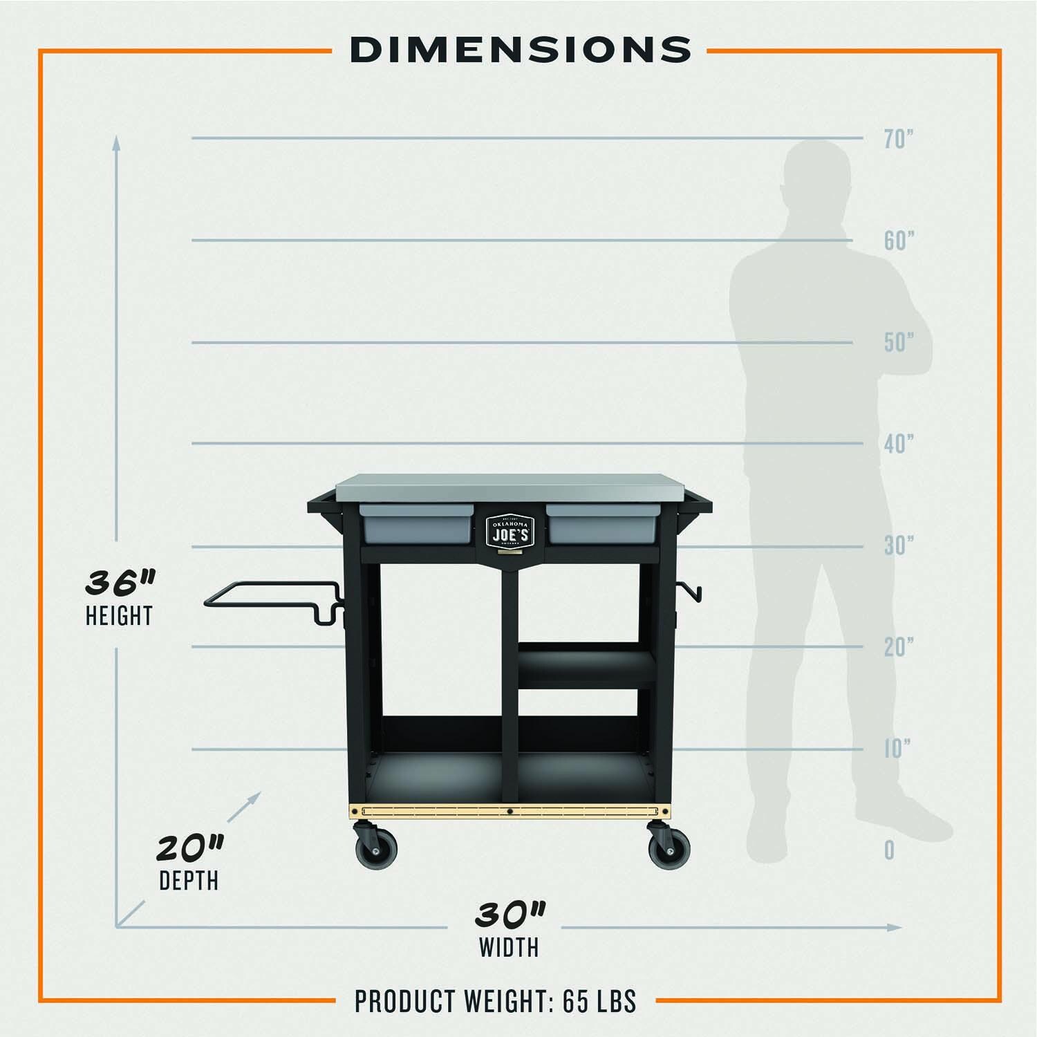 Oklahoma Joe's 23252168 Workstation Prep & Storage Cart - Dimensional thumbnail