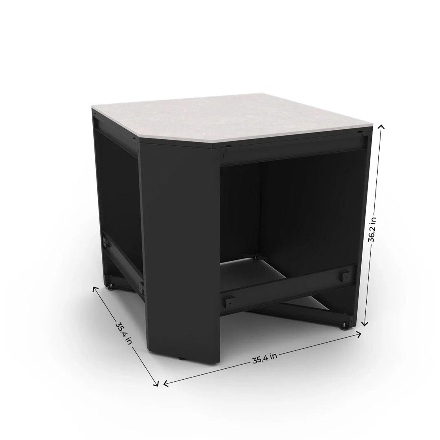 Fontana Forni Corner Module W/ Iron Frost Countertop & End Panel - Dimensional thumbnail