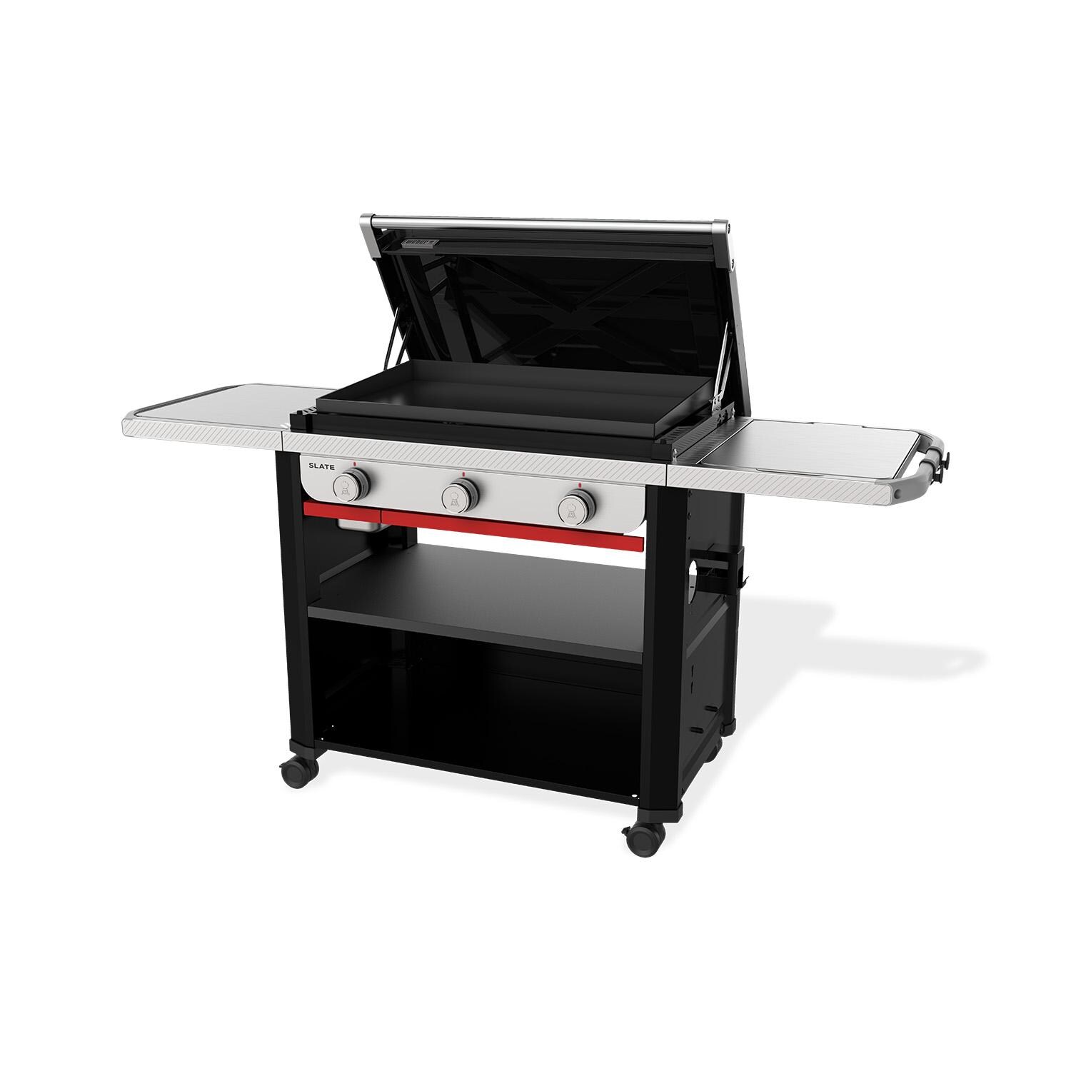 Weber 1500014 Slate 30-in Rust-Resistant Propane Griddle - Angled Open - White Background thumbnail