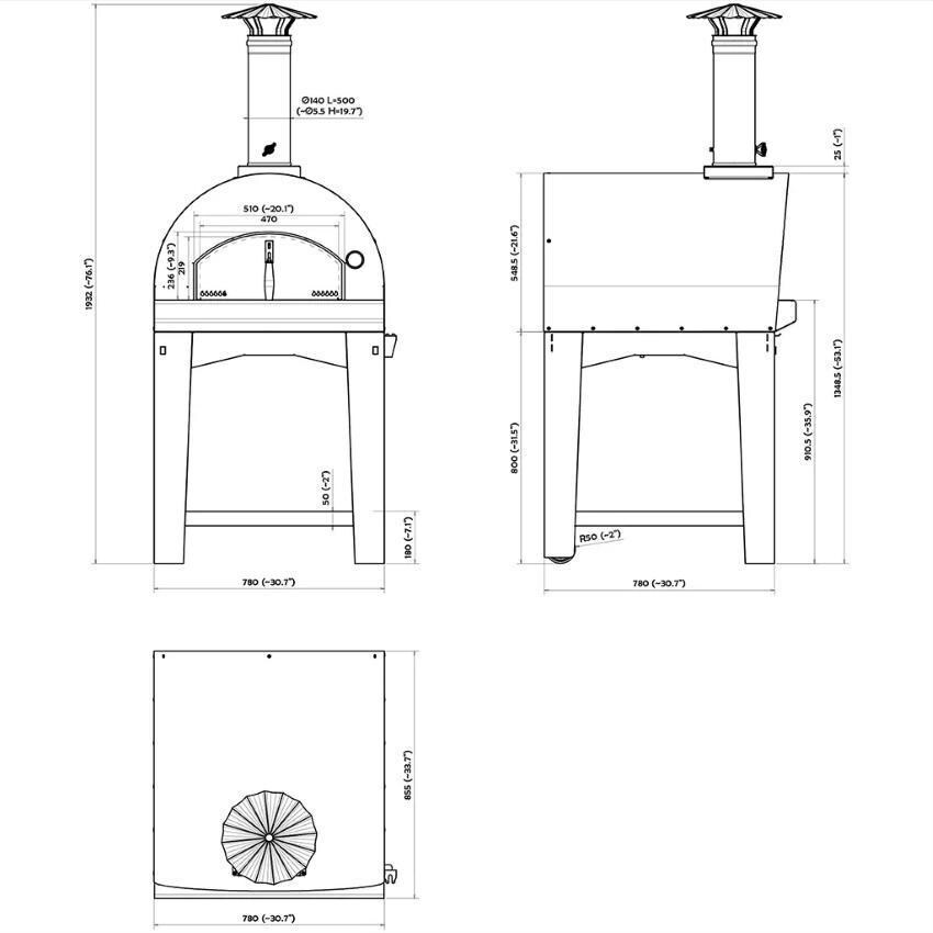 Fontana Forni FTMAR-R Margherita Wood-Fired Pizza Oven On Cart - Red - Lifestyle thumbnail