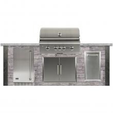 Coyote Ready-To-Assemble 8 Ft Outdoor Kitchen Island With 36-Inch S-Series Natural Gas Grill (Ships As Propane With Conversion Fittings) - Weathered Wood/Stone Gray - RTAC-G8-WG-C2SL36NG
