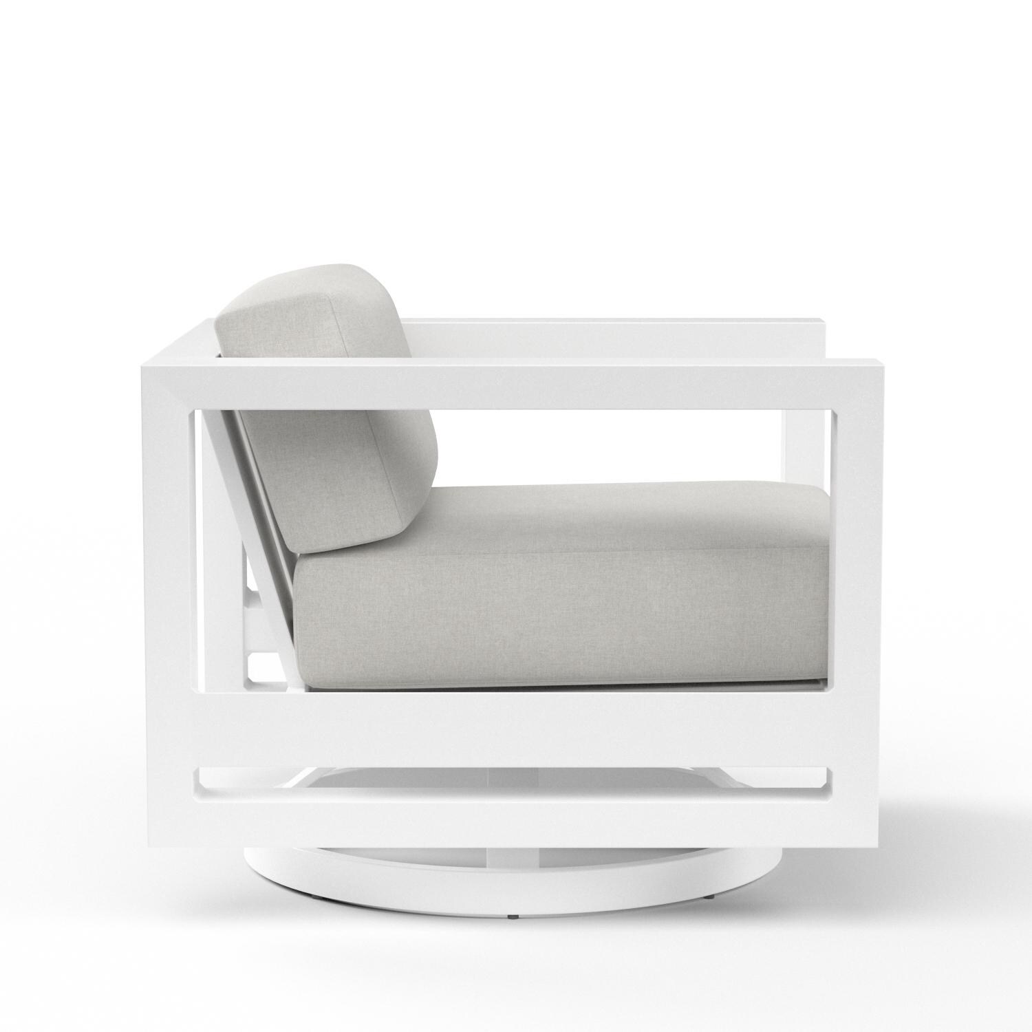 Sunset West - 4801-21S-40433 - Newport Aluminum Swivel Patio Club Chair W/ Sunbrella Cast Silver Cushions - Side View thumbnail