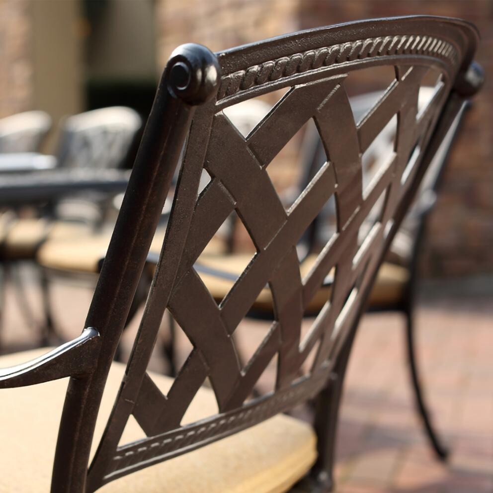 Darlee B/201630-9PC-88W Ocean View 9 Pc Cast Aluminum Dining Set in Antique Bronze - Chair Back - Detail thumbnail