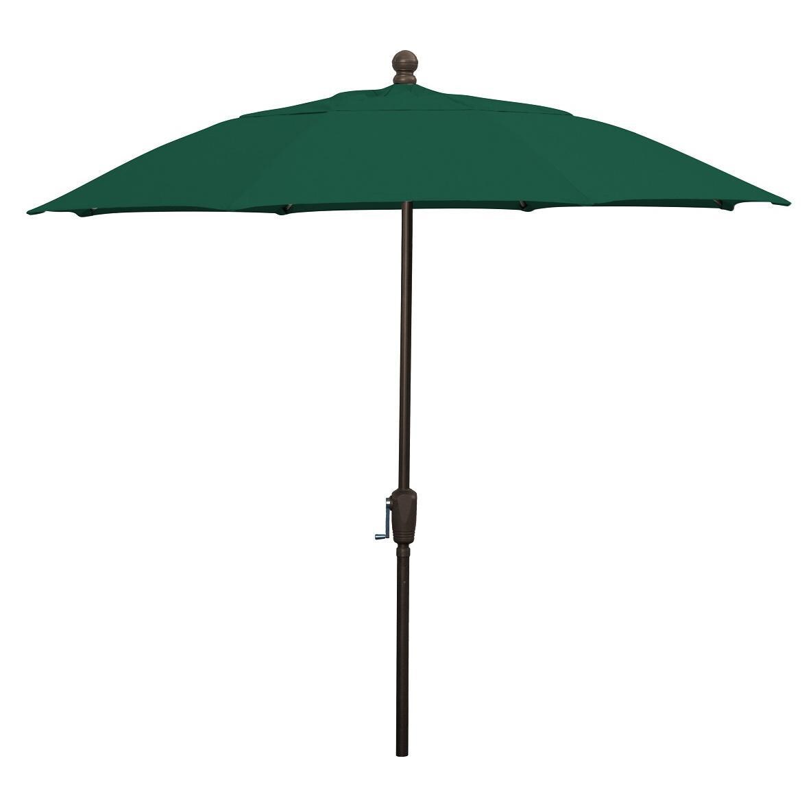 FiberBuilt 9 Ft. Aluminum Market Patio Umbrella With Crank Lift - Champagne Pole / Forest Green Olefin