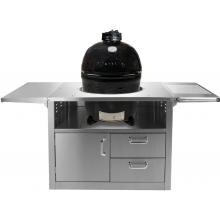 Primo Large Round Ceramic Kamado Grill On All Stainless Steel Cart image