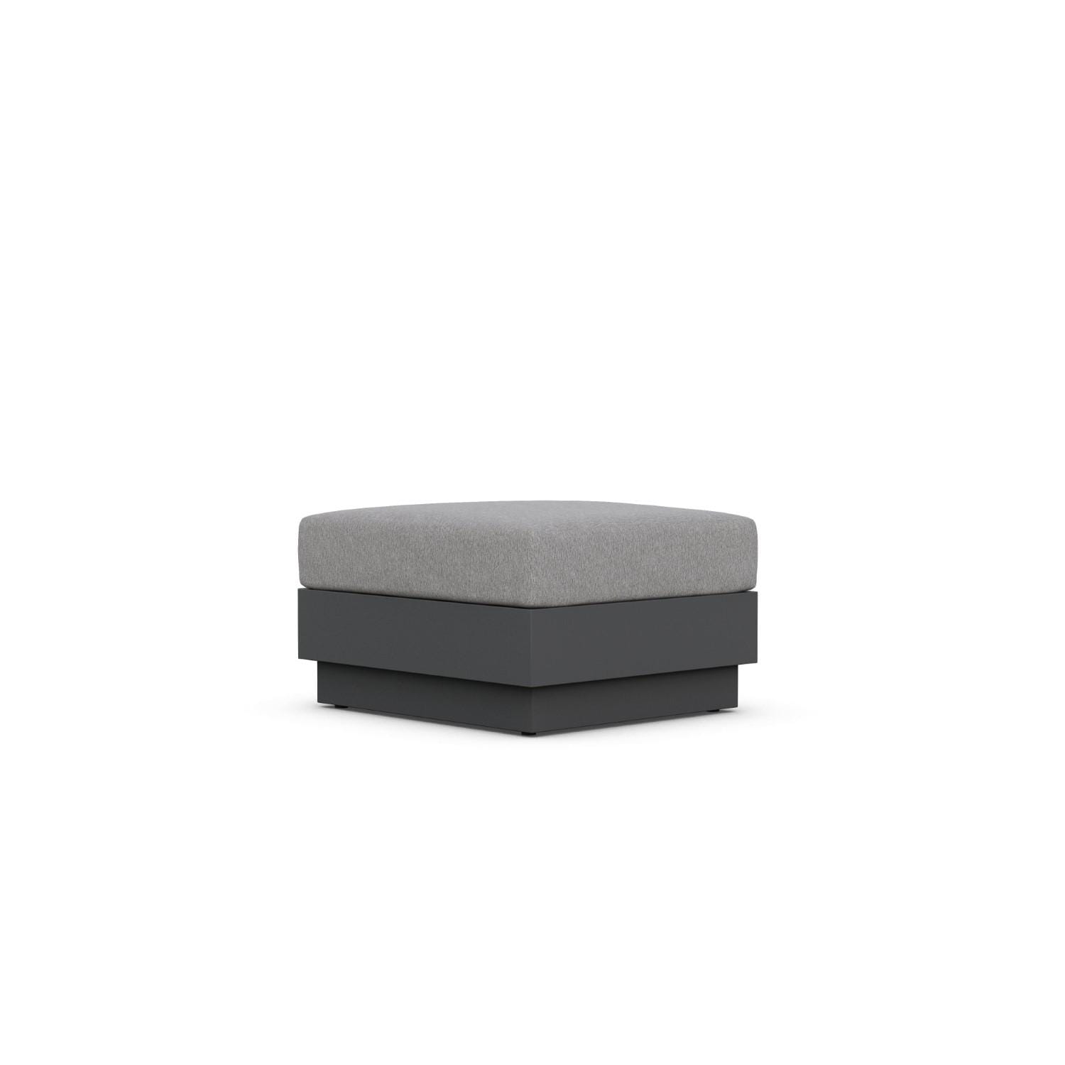 Azzurro Living POR-R07OT-CU Porto Woven Rope Ottoman in Ash/Midnight - Angled - White Background thumbnail