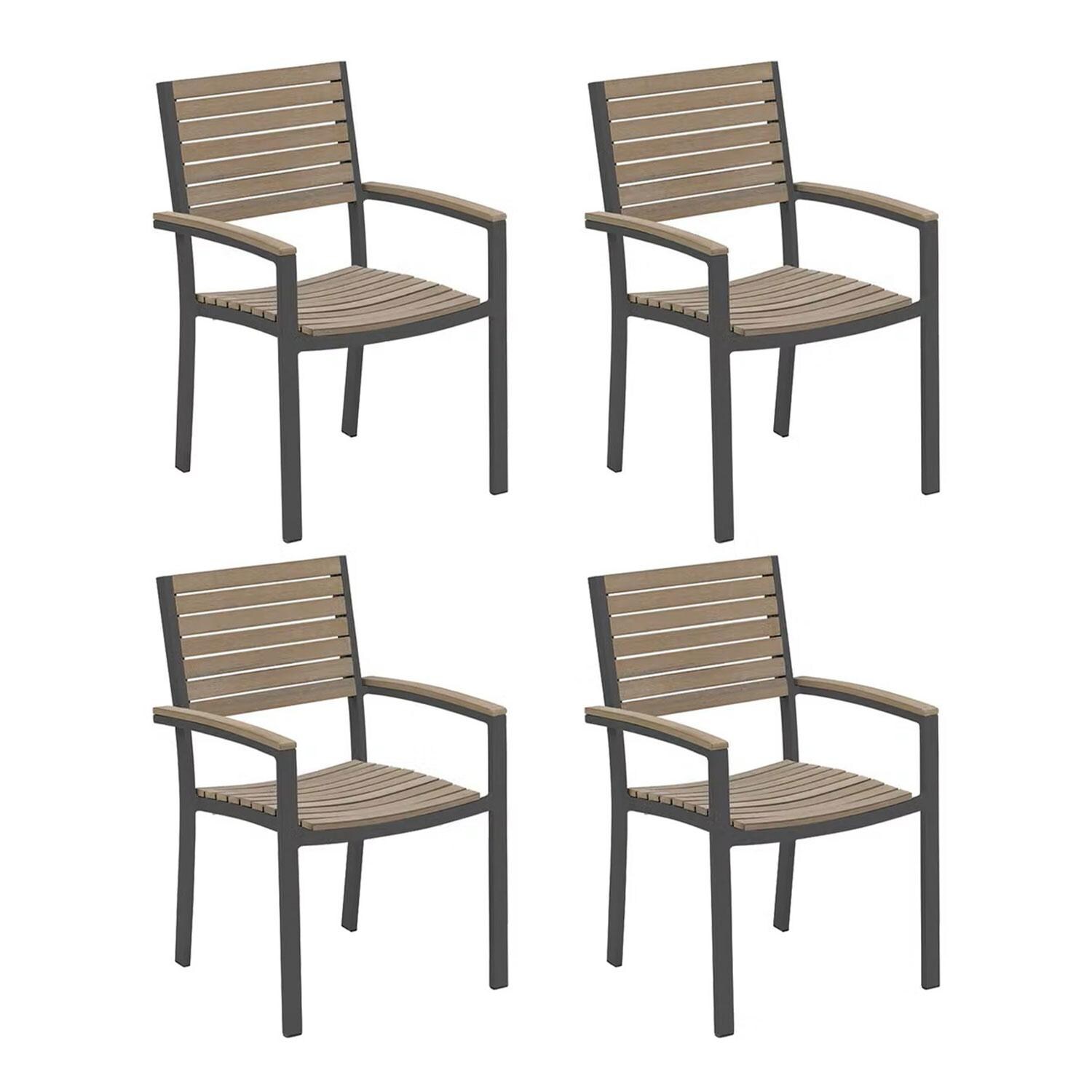Travira 4 Pc Powder-Coated Aluminum Dining Chair Set in Vintage/Carbon By Oxford Garden
