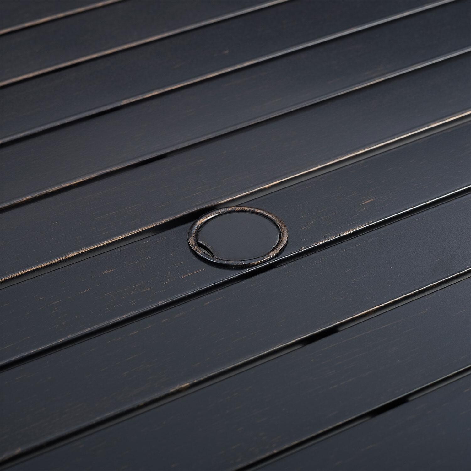 Ultimate Patio UP-82256BZ-OL 7Pc Outdoor Dining Set in Oatmeal W/ Dining Chairs & Swivel Chairs - Umbrella Hole - Detail thumbnail