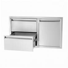BBQGuys.com Aspen Series 36-Inch Stainless Steel Right-Hinged Access Door & Double Drawer Combo image