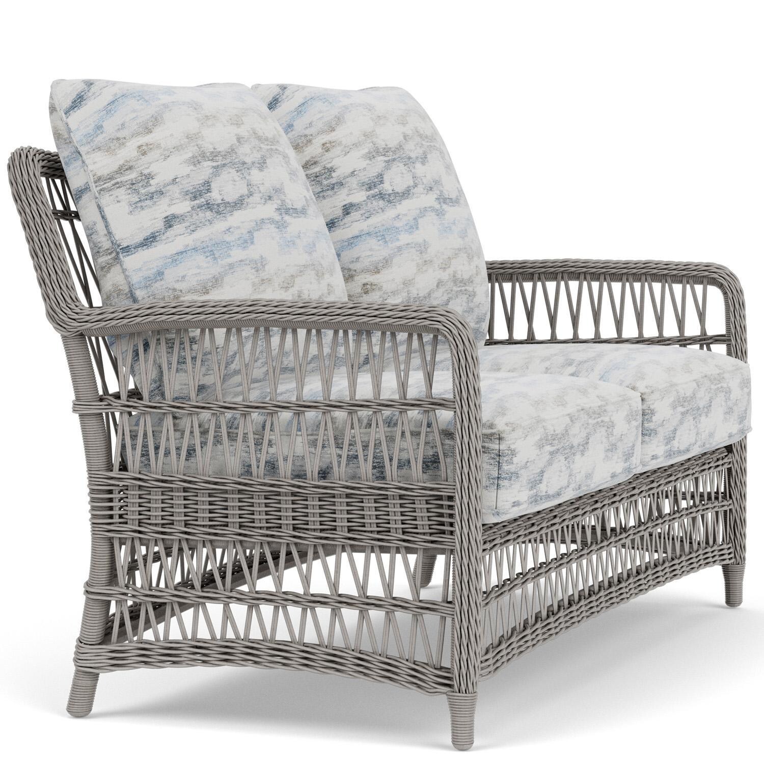 Lloyd Flanders Mackinac Loveseat in Putty Finish with Stratosphere Cloud Fabric - Right Side thumbnail