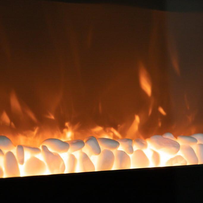 Fire Sense 31-Inch Wall Mount Electric Fireplace - Black - 60757 - Rocks Closeup thumbnail