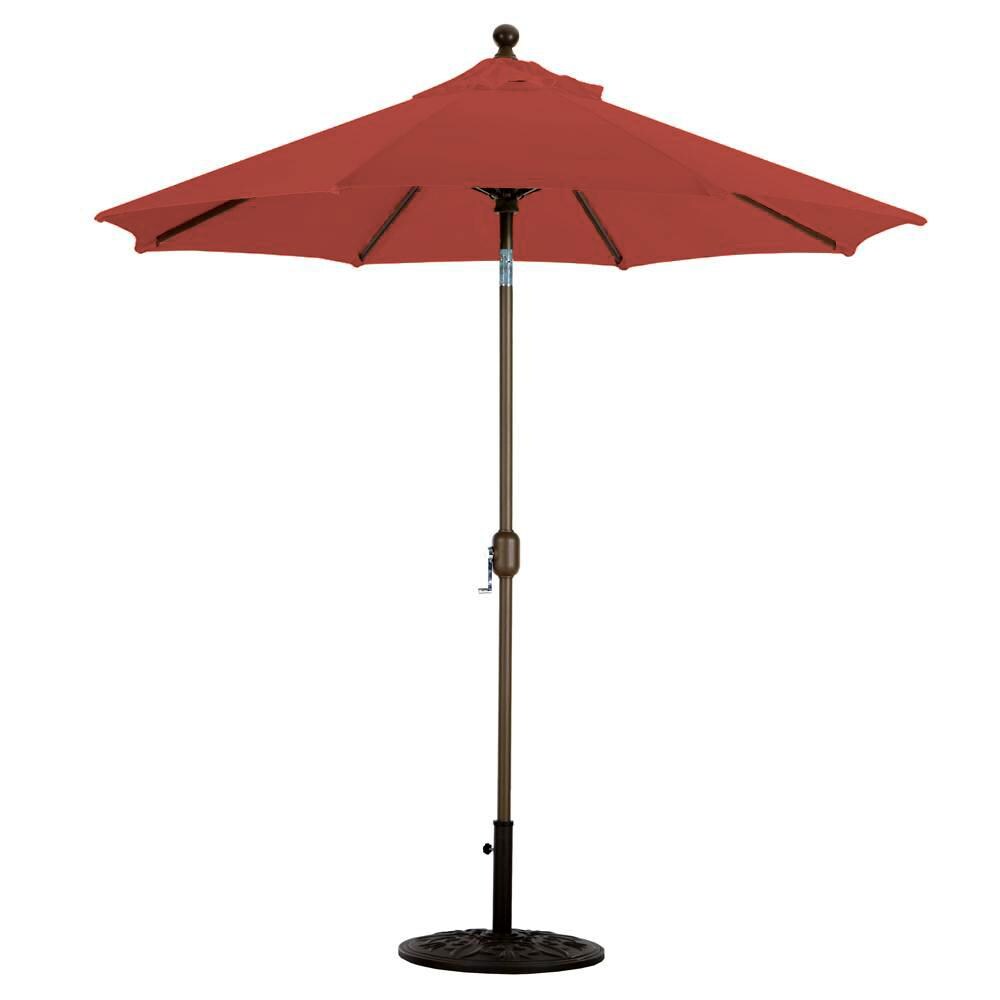 Galtech 7.5 Ft. Octagonal Aluminum Patio Market Umbrella W/ Crank Lift And Deluxe Auto Tilt - Antique Bronze Frame W/ Sunbrella Canvas Henna Canopy