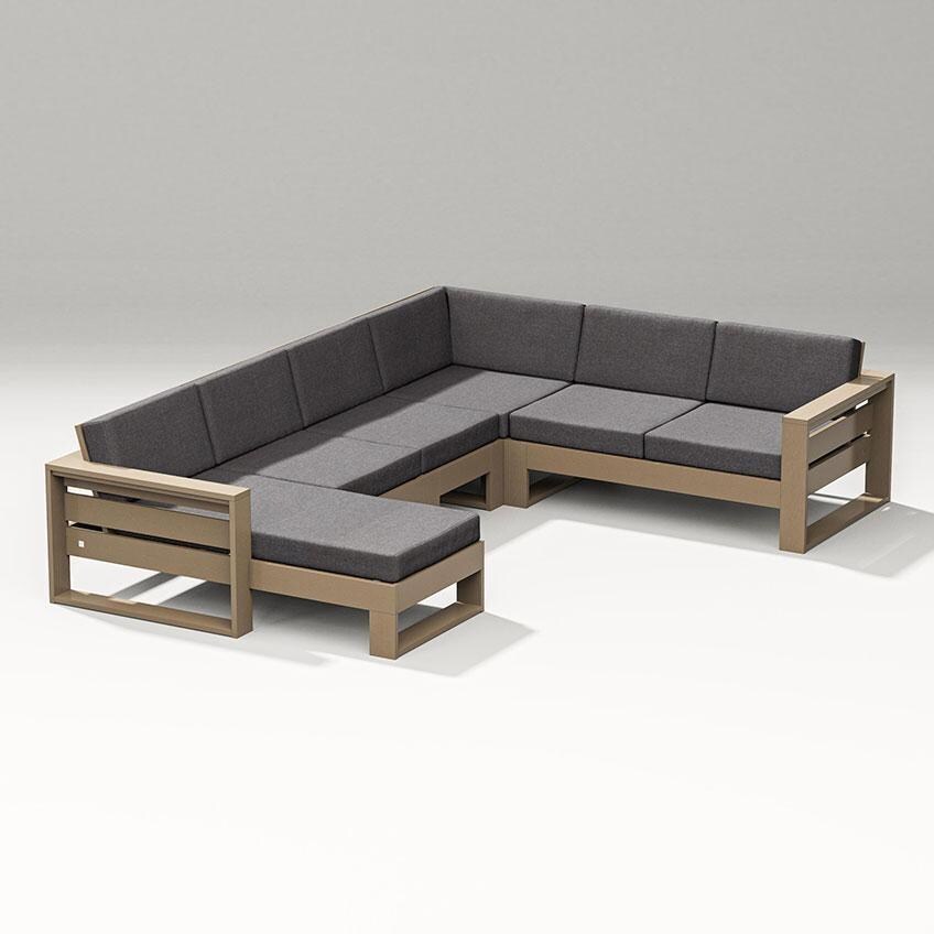 Latitude 5 Person Sectional Sofa in Vintage Sahara/Ash Charcoal By PW Designer Series
