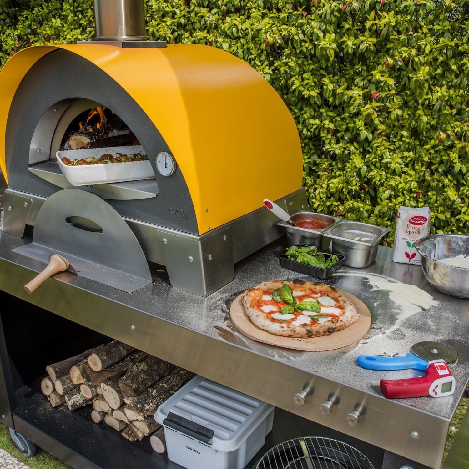 Alfa Pizza 51-Inch Stainless Steel Multi-Functional Base & Prep Station - Lifestyle View thumbnail