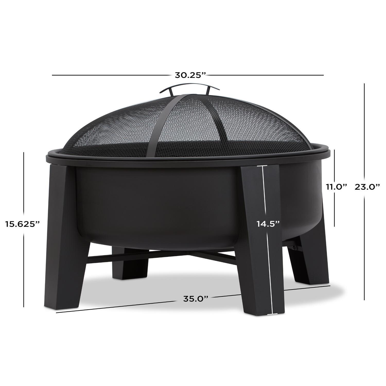 Ultimate Patio SC-360-BLK Logtown 35-Inch Round Wood Burning Fire Pit - Dimensions thumbnail