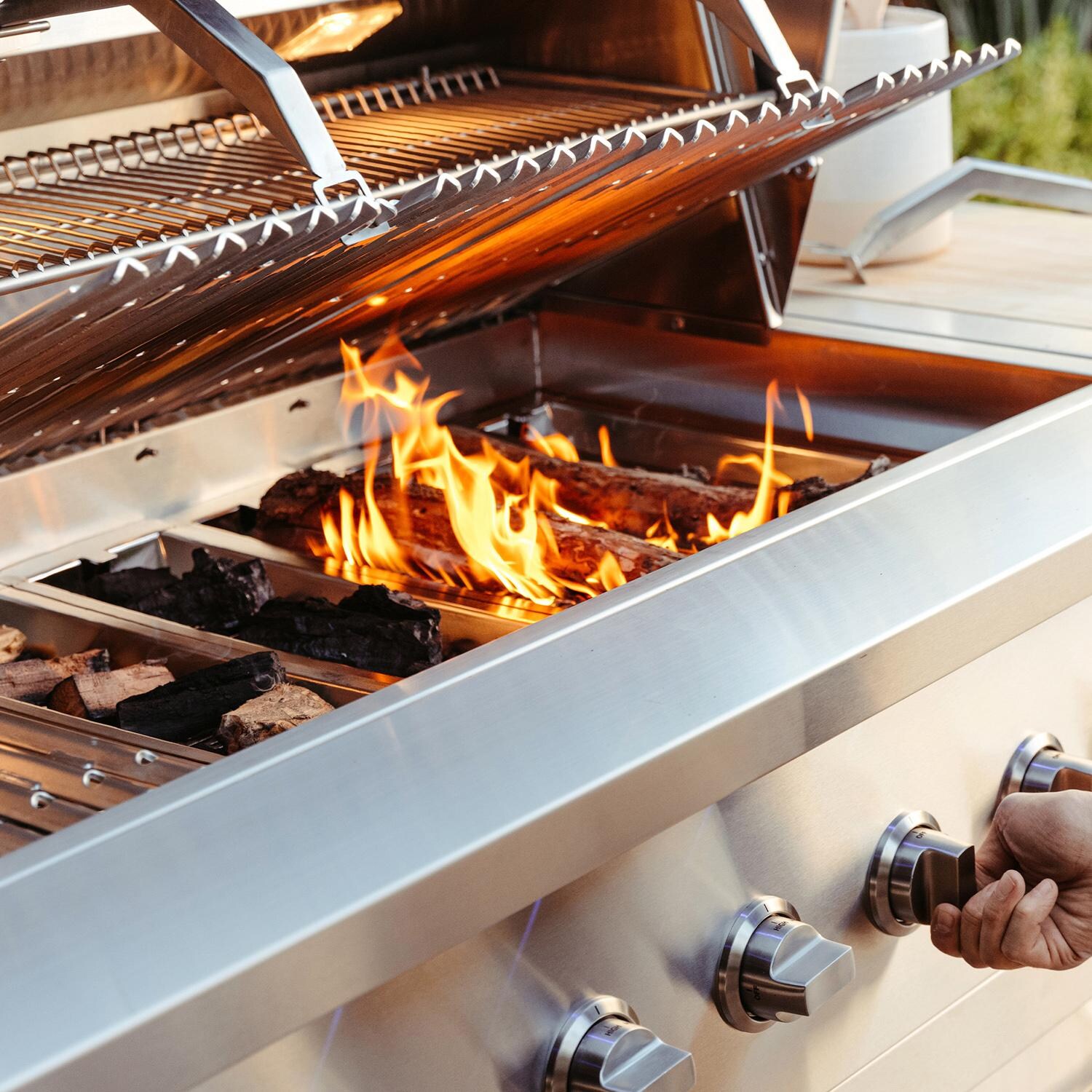 American Made Grills Encore 36-Inch Hybrid Grill ENC36-NG - Natural Gas - Wood Fire Grate Up - Lifestyle thumbnail