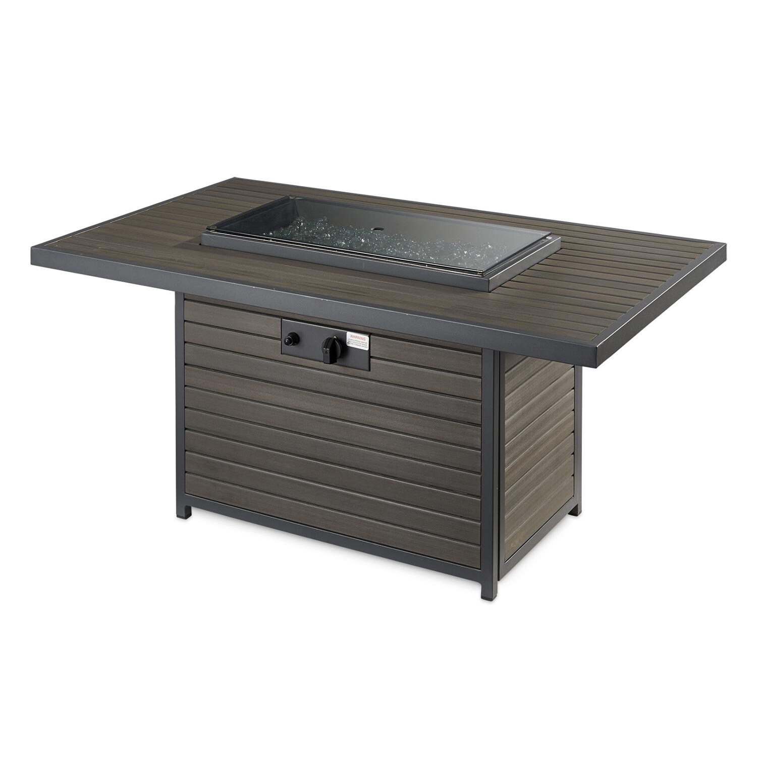 The Outdoor GreatRoom Company Brooks Rectangular Gas Fire Pit Table - Includes grey glass burner cover thumbnail