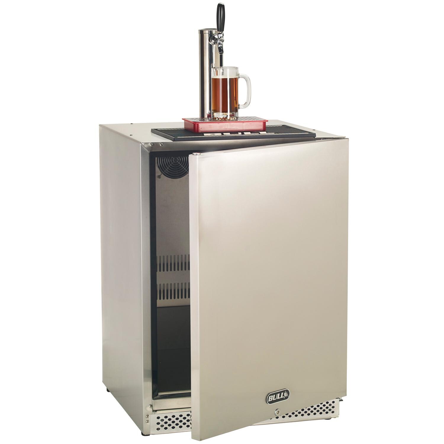 Bull 17900 24-Inch 6.6 Cu. Ft. Left Hinge Outdoor Rated Single Tap Beer Dispenser / Kegerator - Door Open thumbnail
