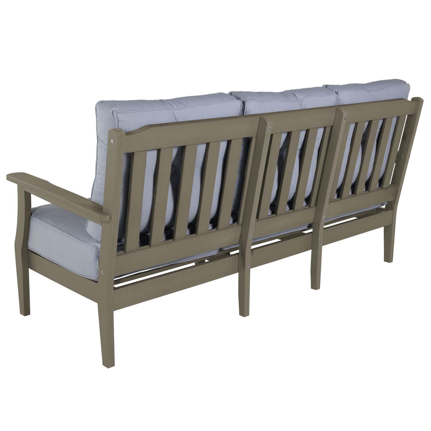 Blushing Bay 2 Pc Recycled Plastic Seating Set in Bliss Dew/Woodland Brown by Lakeview Outdoor Designs - Love Seat Back View - White Background thumbnail