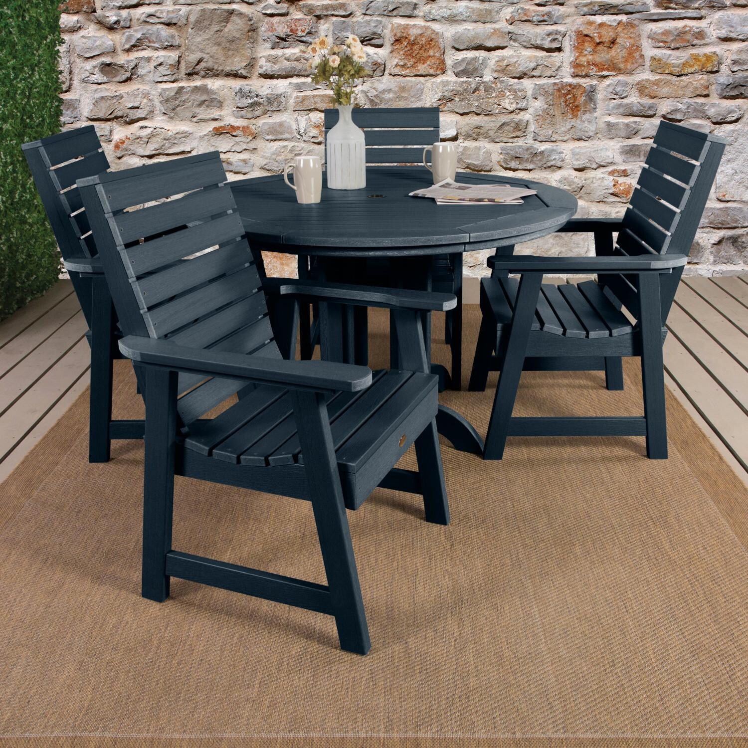Highwood USA Weatherly 5 Piece Round Dining Set - Dining Height - Federal Blue image