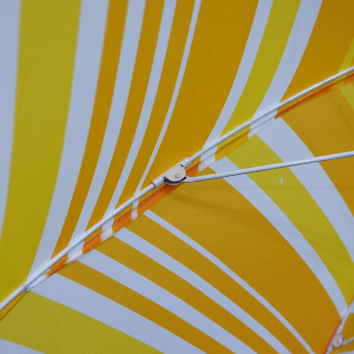 Astella 6 Ft Aluminum Beach Umbrella - Polyester Orange Mango Stripe Canopy - Rib Detail thumbnail