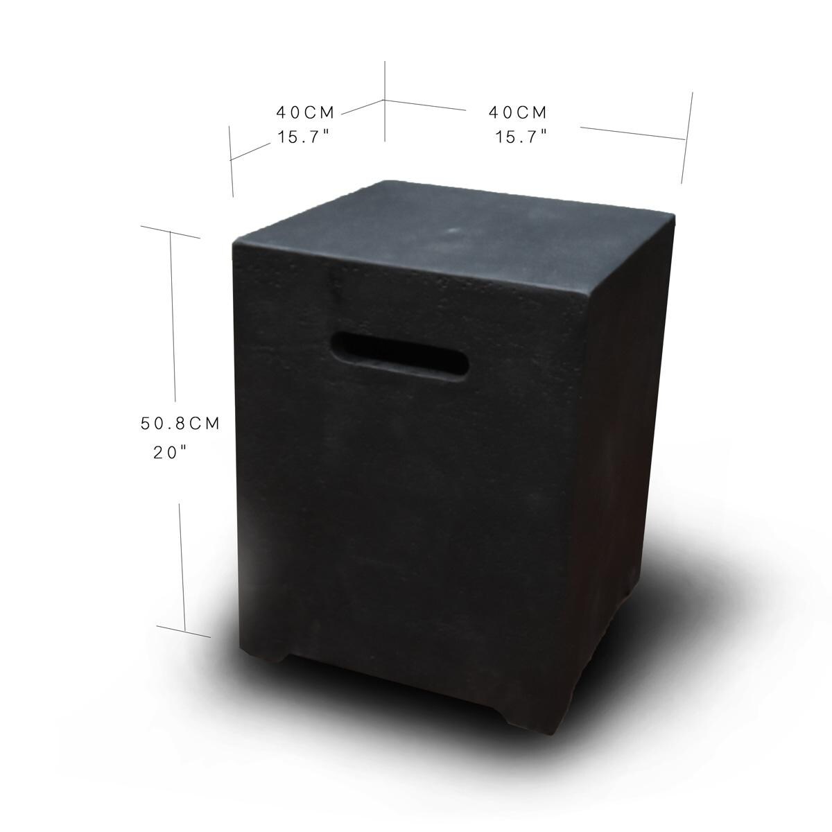 Elementi ONB016DG Dark Gray Square Tank Cover - Dimensions thumbnail