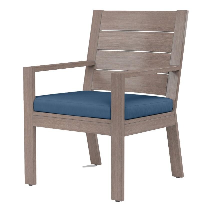 Laguna Aluminum Dining Arm Chair w/ No Welt in Driftwood/Spectrum Indigo by Sunset West
