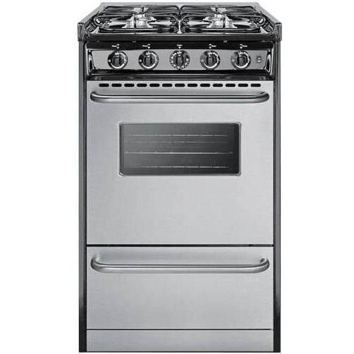 Summit Professional 20-Inch 4-Burner Slide-In Gas Range - Stainless Steel - TNM11027BFRWY