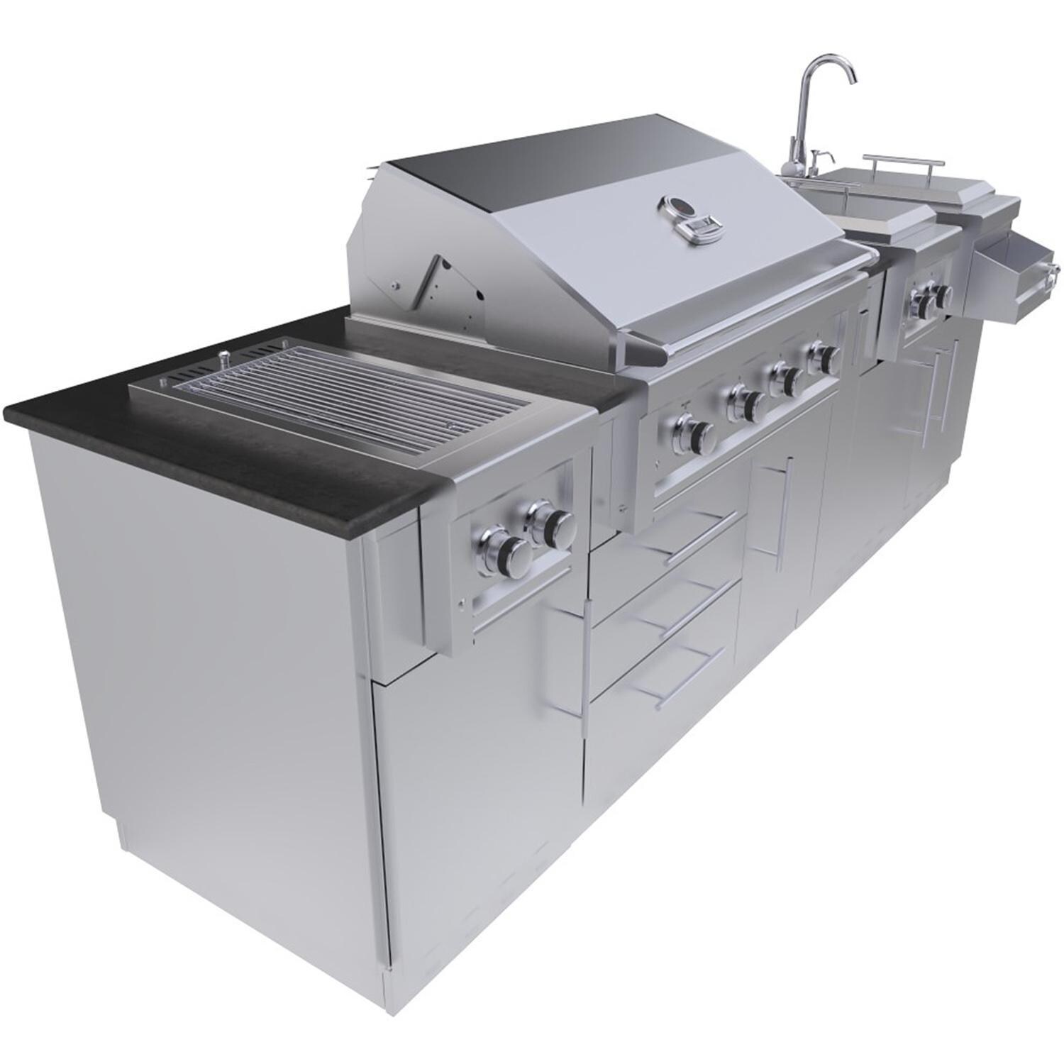 Sunstone Grills SCPAUSTIN-LP AUSTIN 9 Ft Companion Pro Island Package in Propane - Front Angle1 - White Background thumbnail