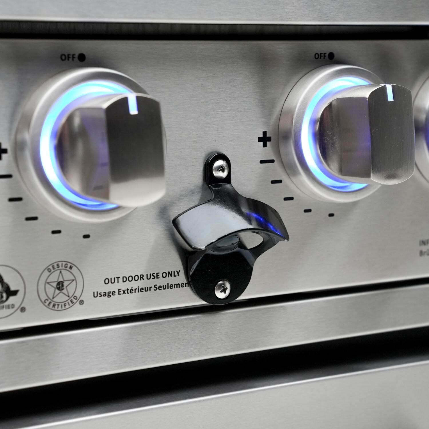 Mont Alpi MAi805-DBEVFC Deluxe 45 Degree Natural Gas Island Grill W/ Refrigerator Cabinet - Bottle Opener - Detail thumbnail