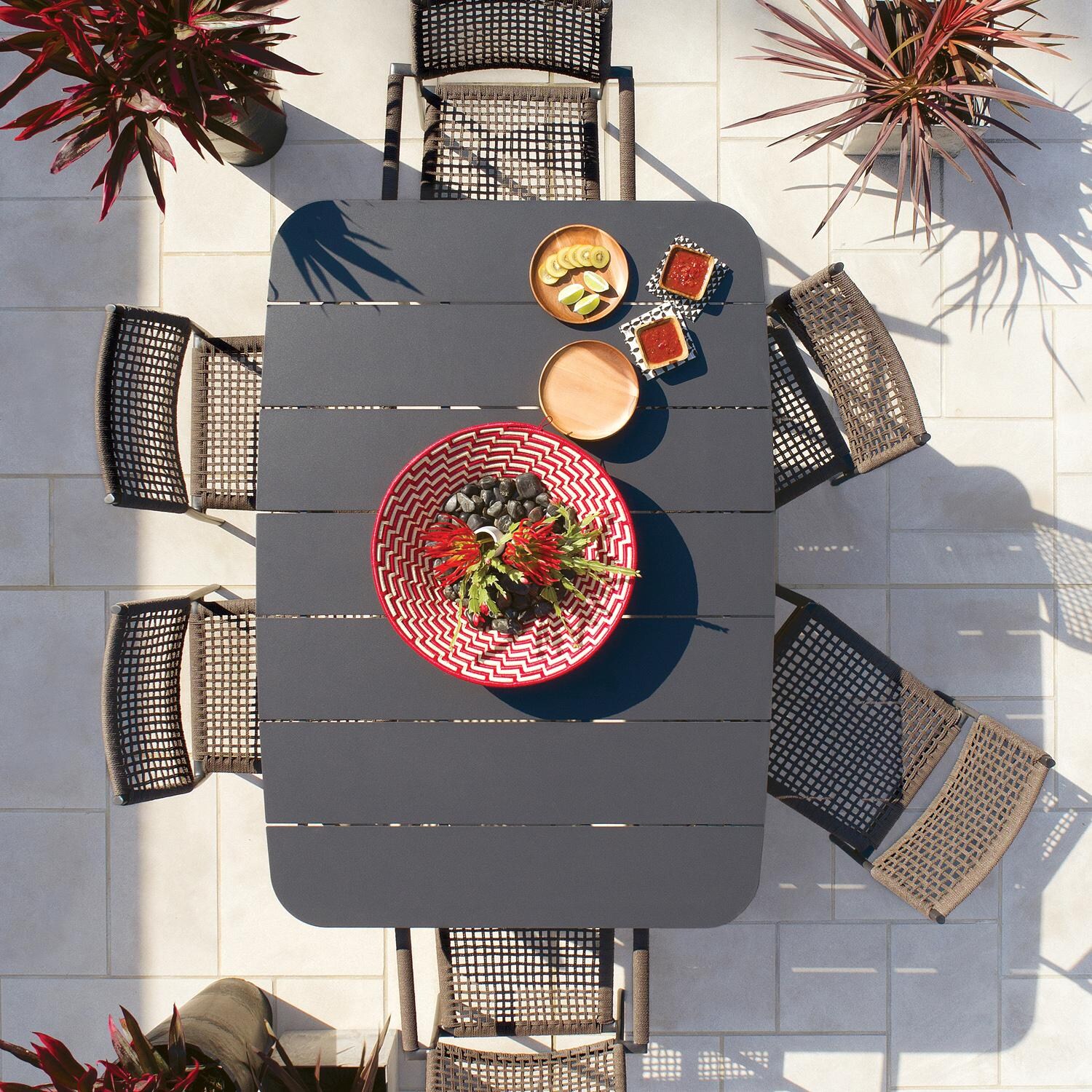 Oxford Garden Eiland 2 Pc Composite Cord & Aluminum Dining Chair in Carbon/Mocha - From Above thumbnail