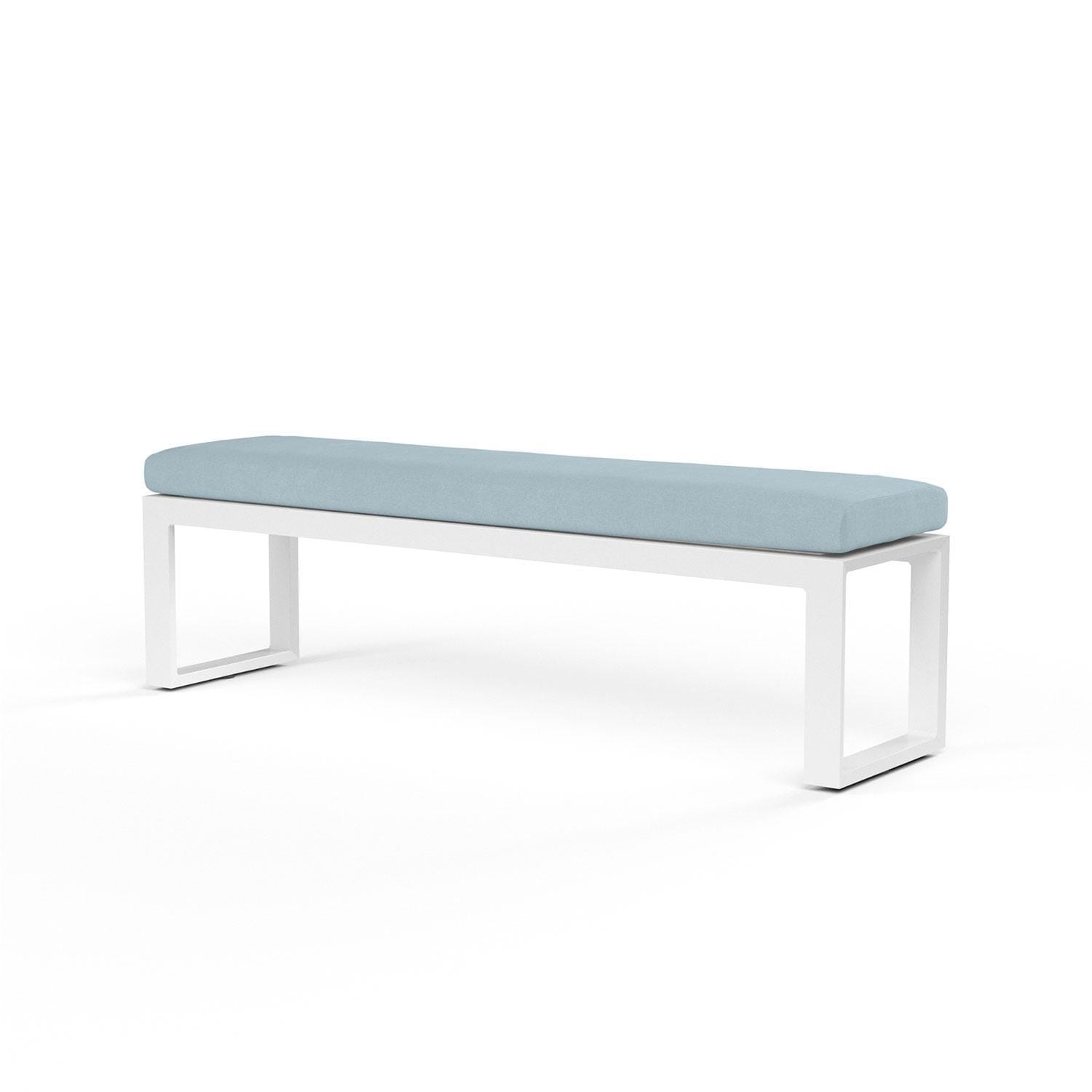 Newport Aluminum Patio Dining Bench in Canvas Skyline w/ No Welt by Sunset West - Display - White Background thumbnail