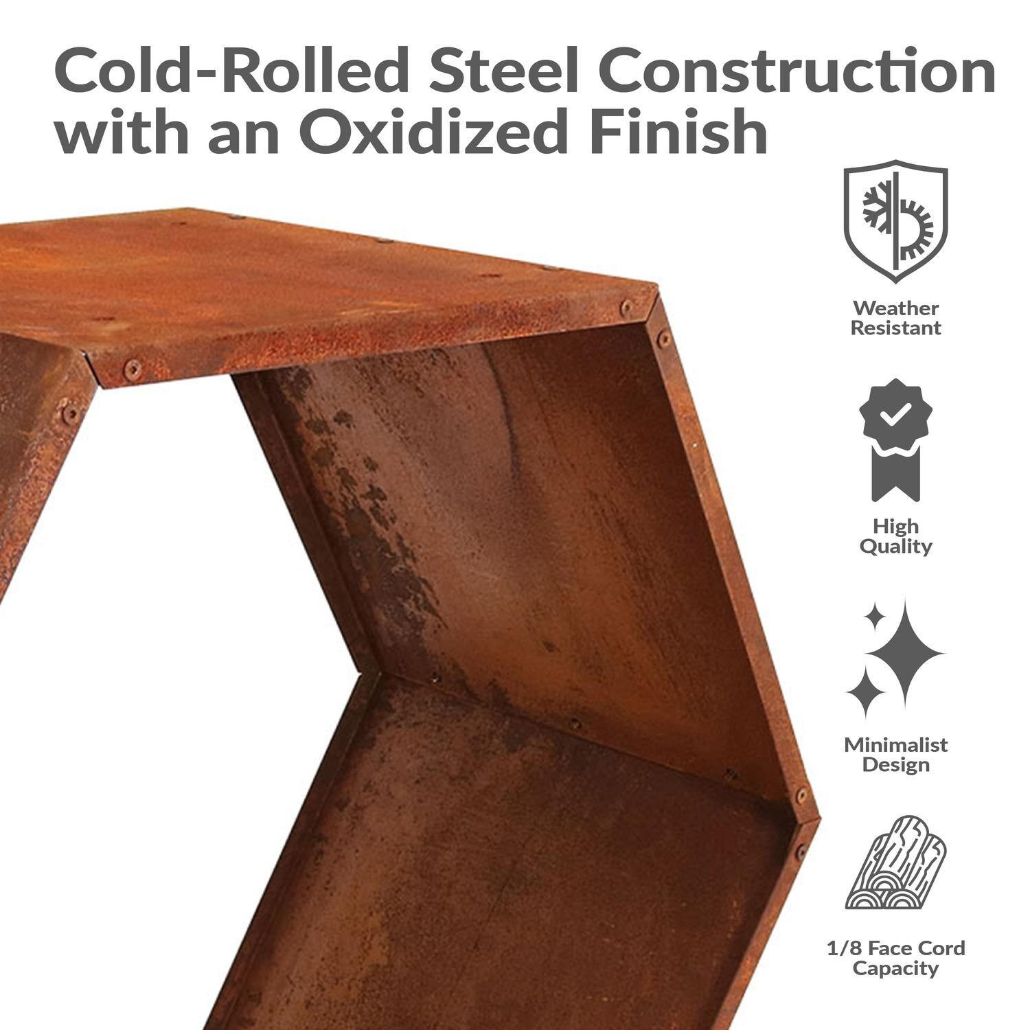Ultimate Patio 30-Inch Hexagon Rustic Honeycomb Log Rack - Key Features - Detail thumbnail