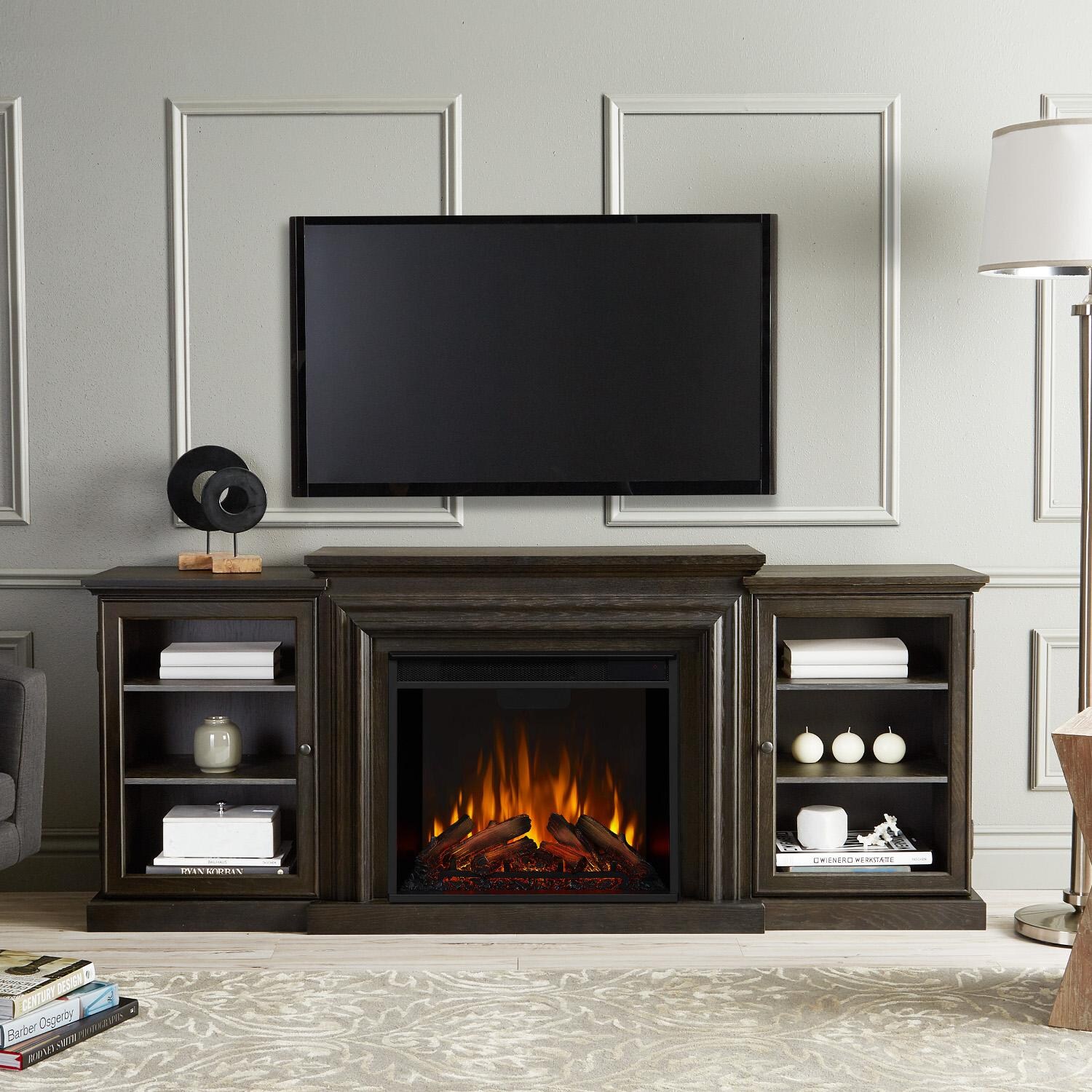 Real Flame 7740E-BW Frederick 72-Inch Electric Fireplace Entertainment Center - Blackwash