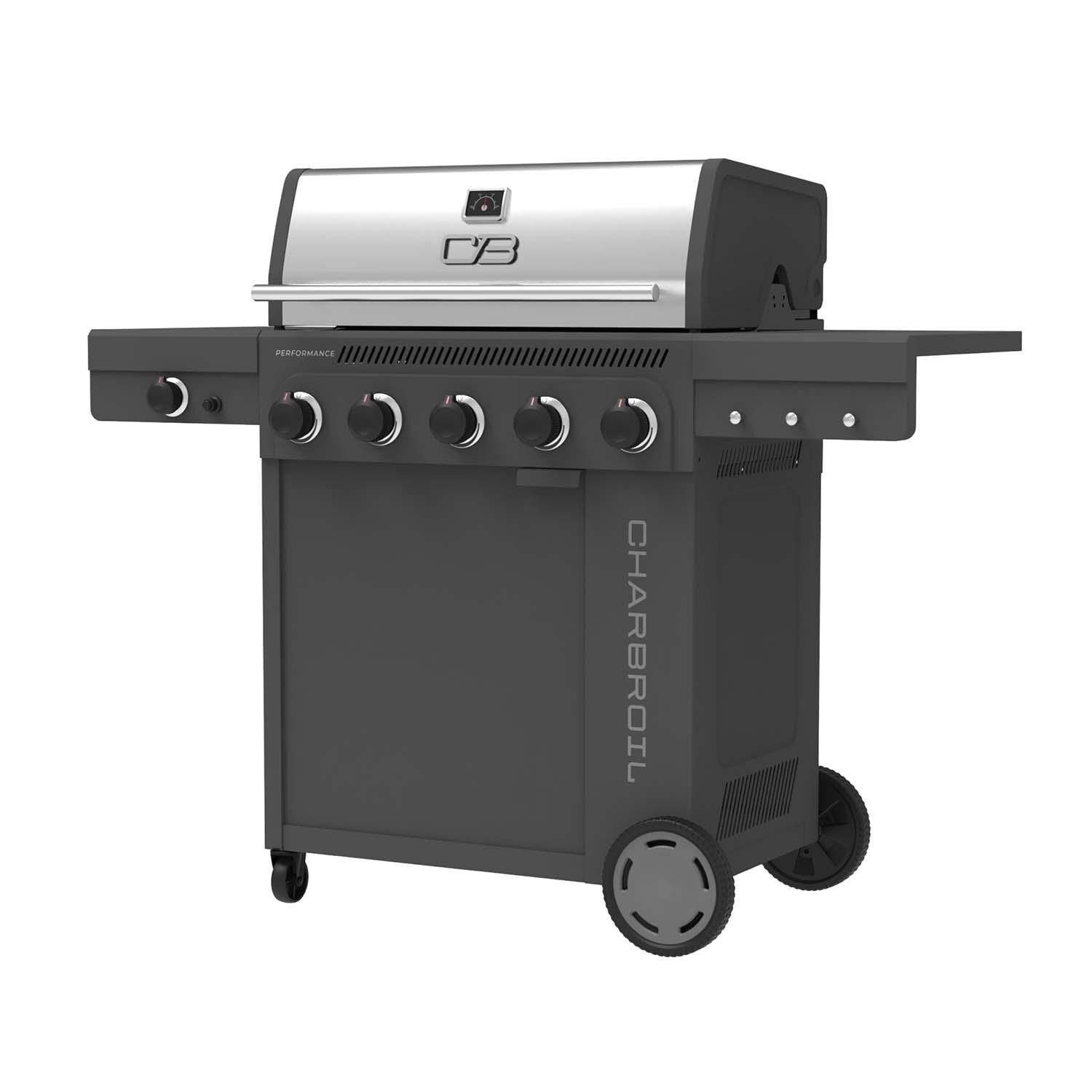 Charbroil 463463125 5-Burner Propane Grill - Grey - Left Angled - White Background thumbnail