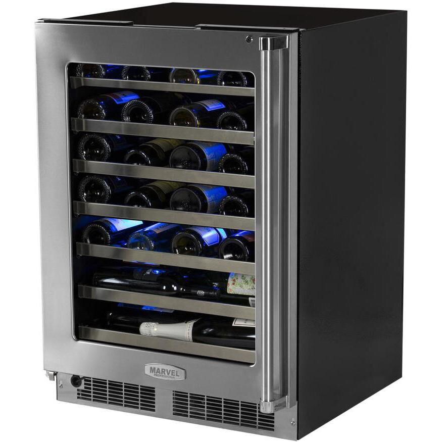 Marvel Professional 48 Bottle Left Hinge Single Zone High Efficiency Wine Cellar - Stainless Steel - MP24WSG4LS thumbnail