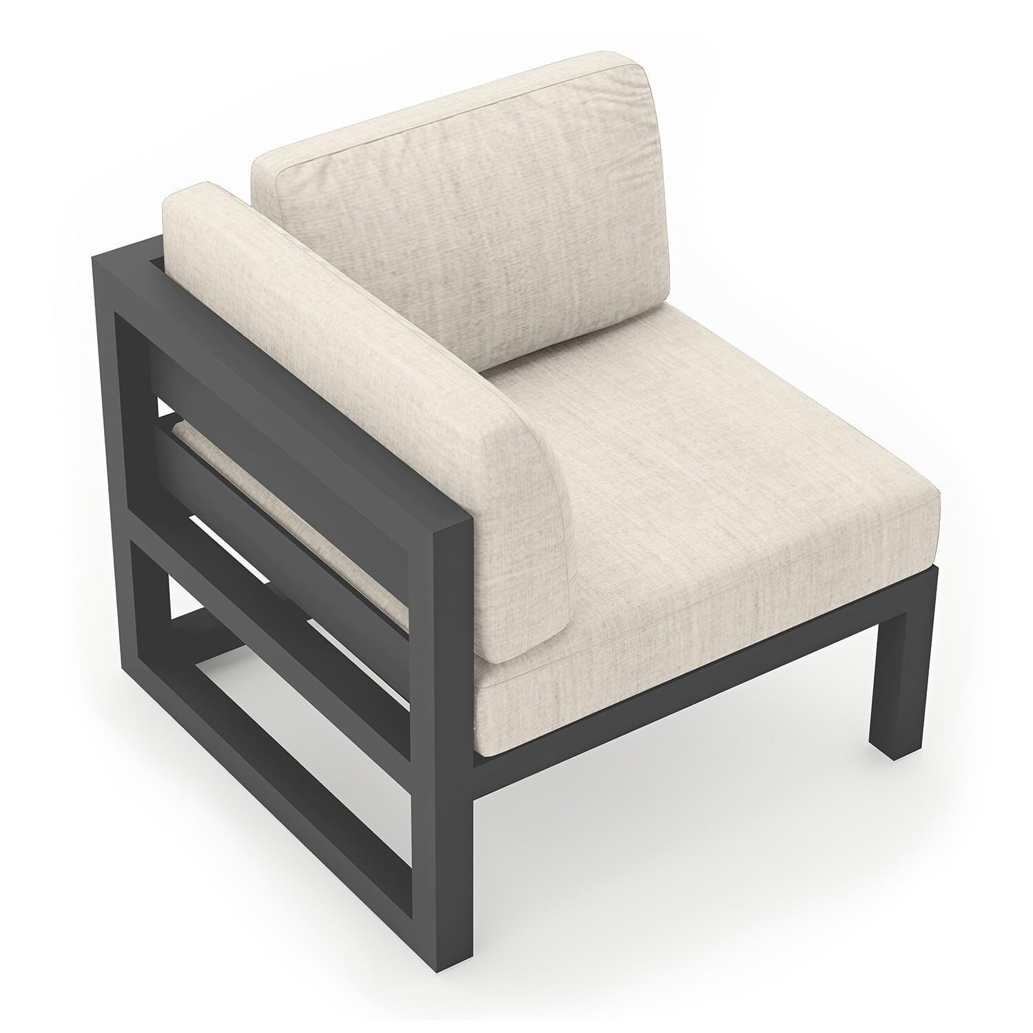 Misty Cove Aluminum Corner Club Chair in Slate w/Cast Silver Cushion by Lakeview - Top Angle View - White Background thumbnail