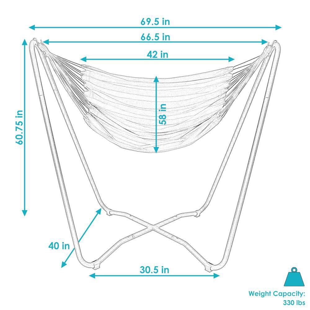 Ultimate Patio Hanging Hammock Chair Swing w/ 2-Point Space-Saving Stand - Sunset - Dimensions thumbnail