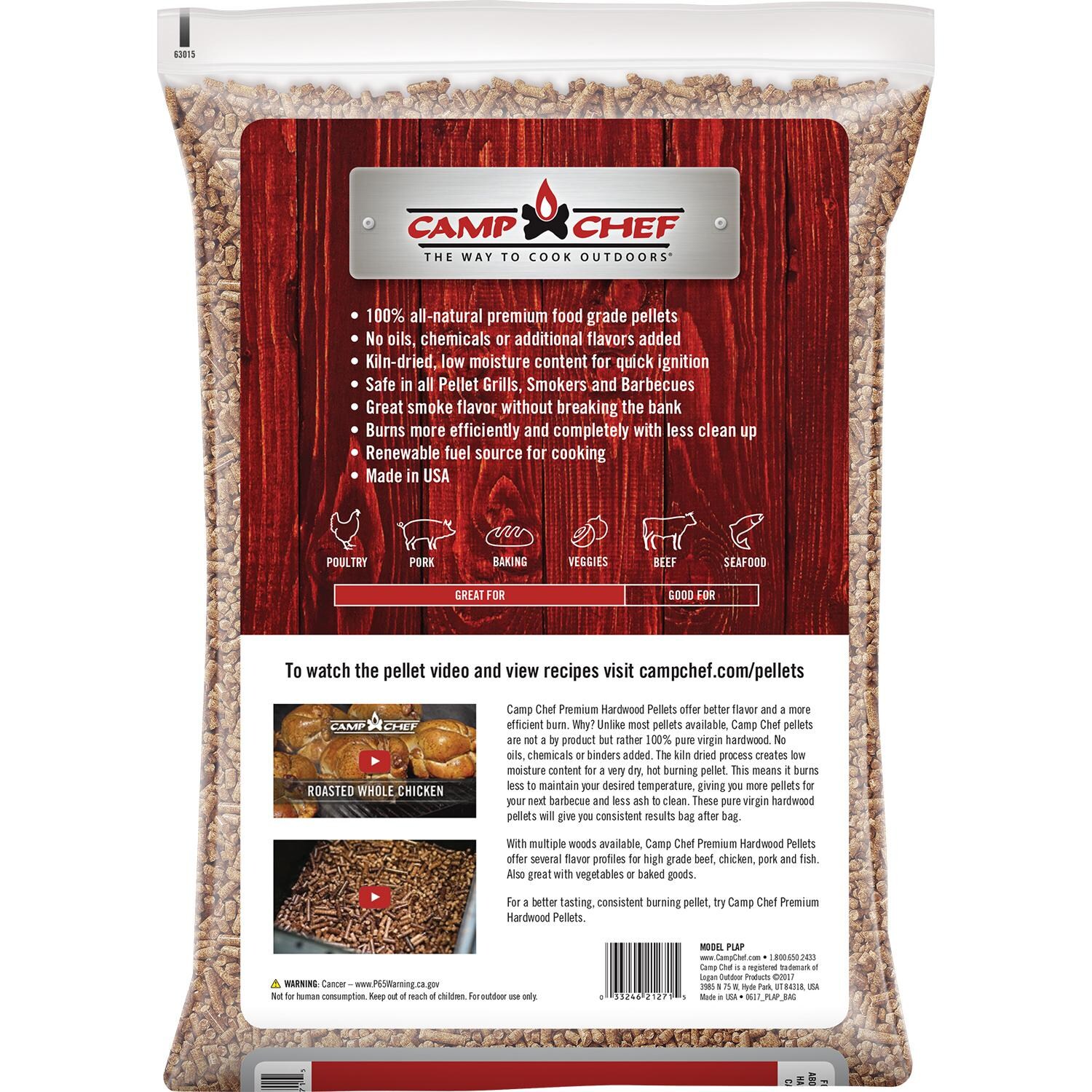 Camp Chef 20 Lb. Premium Hardwood Pellets - Apple - Bag Backside thumbnail