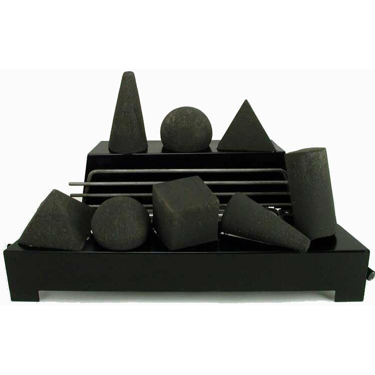 Rasmussen 24-Inch Black ALTERNA FireShape Set With Vent Free Propane Black Chassis Burner - Variable Flame Remote