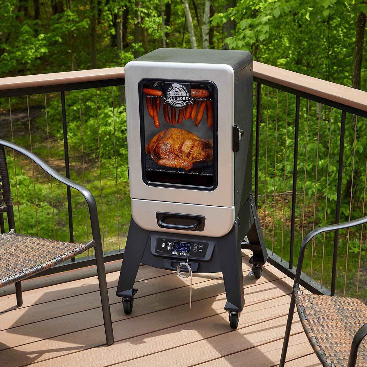 Pit Boss - 77221 - Silver Star 2 Series 2.2 Cu. Ft. Vertical Digital Electric Smoker w/ Window - Smoking Turkey & Sausage thumbnail