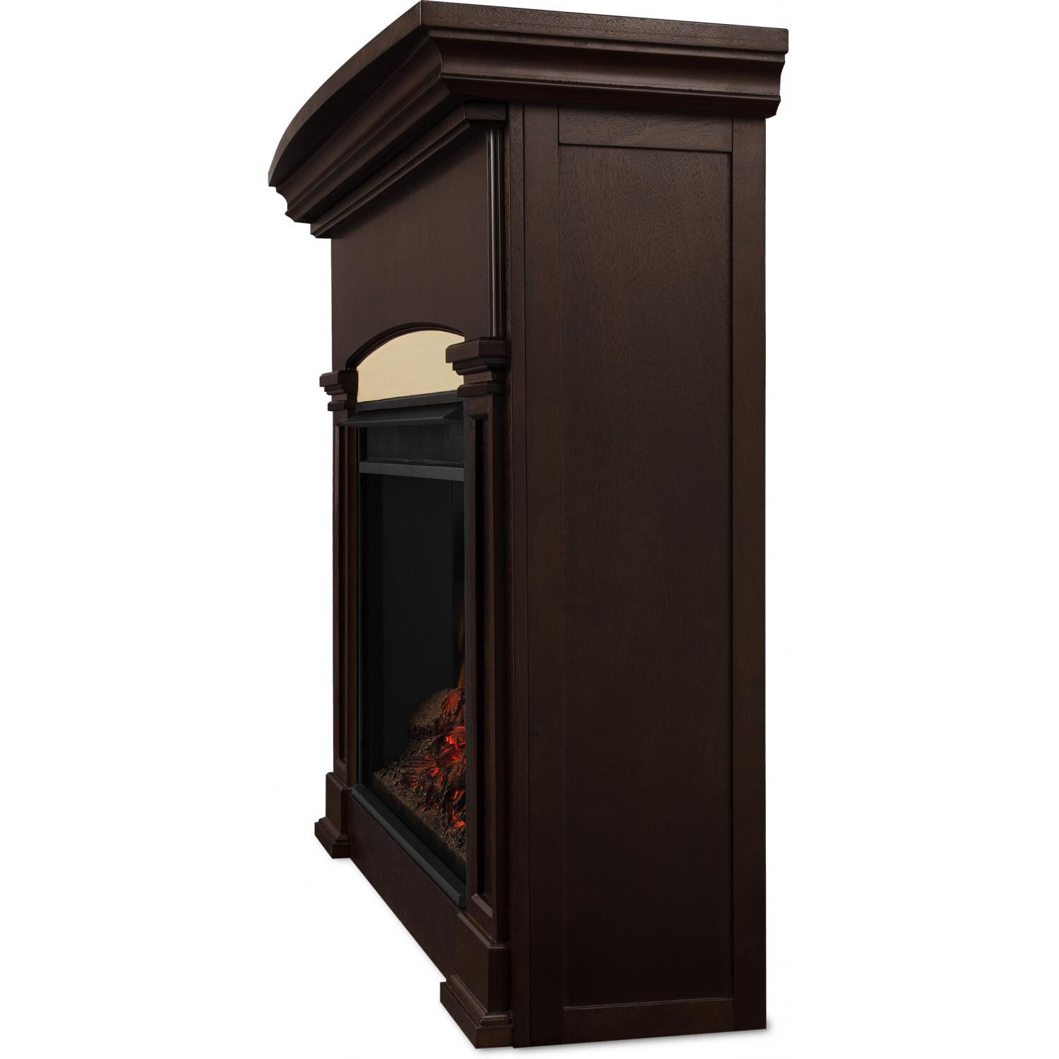 Real Flame Holbrook Grand Electric Fireplace - Side - Dark Walnut thumbnail