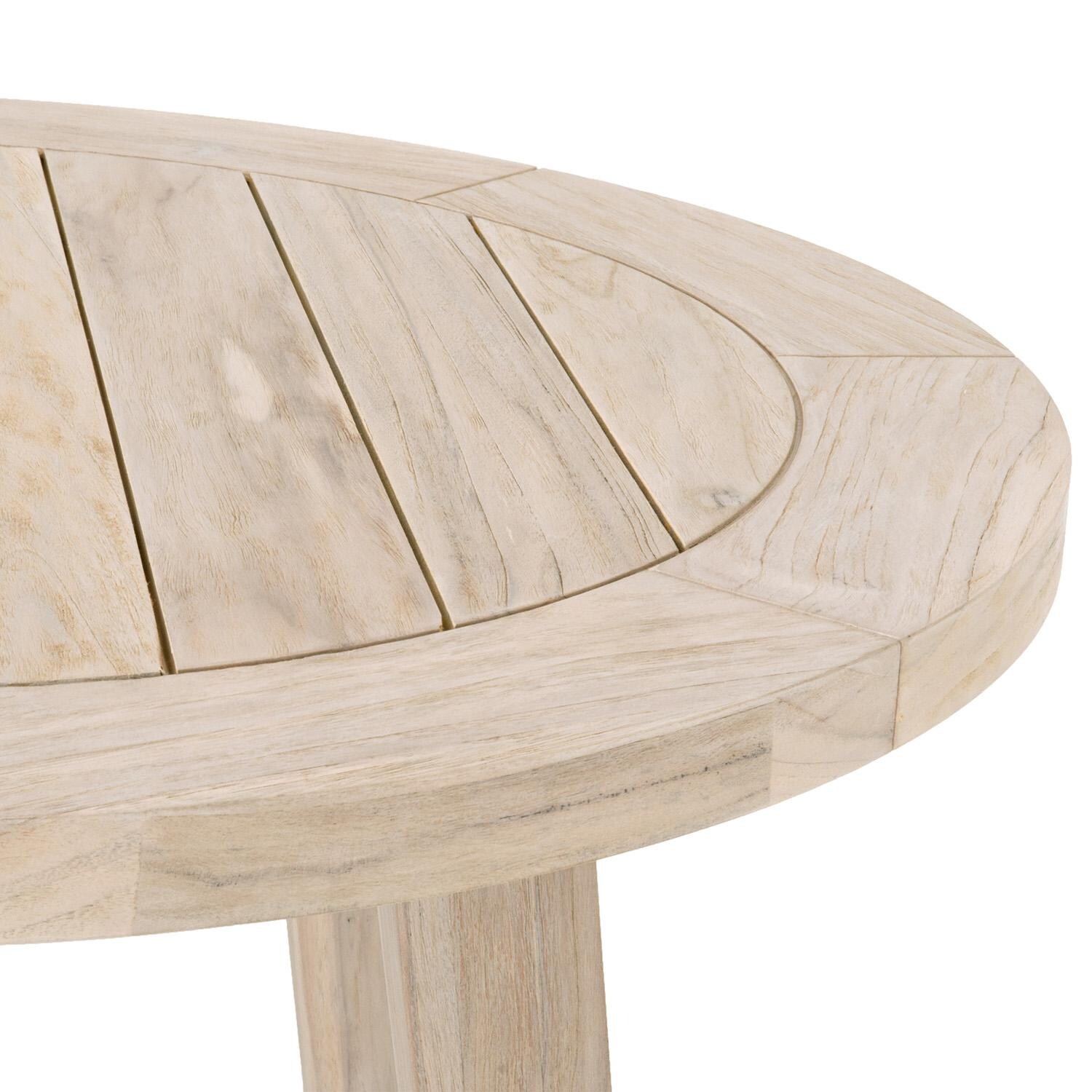 Lakeview Rustic Bay 36 Inch Gray Teak Round Dining Table - Side Detail thumbnail