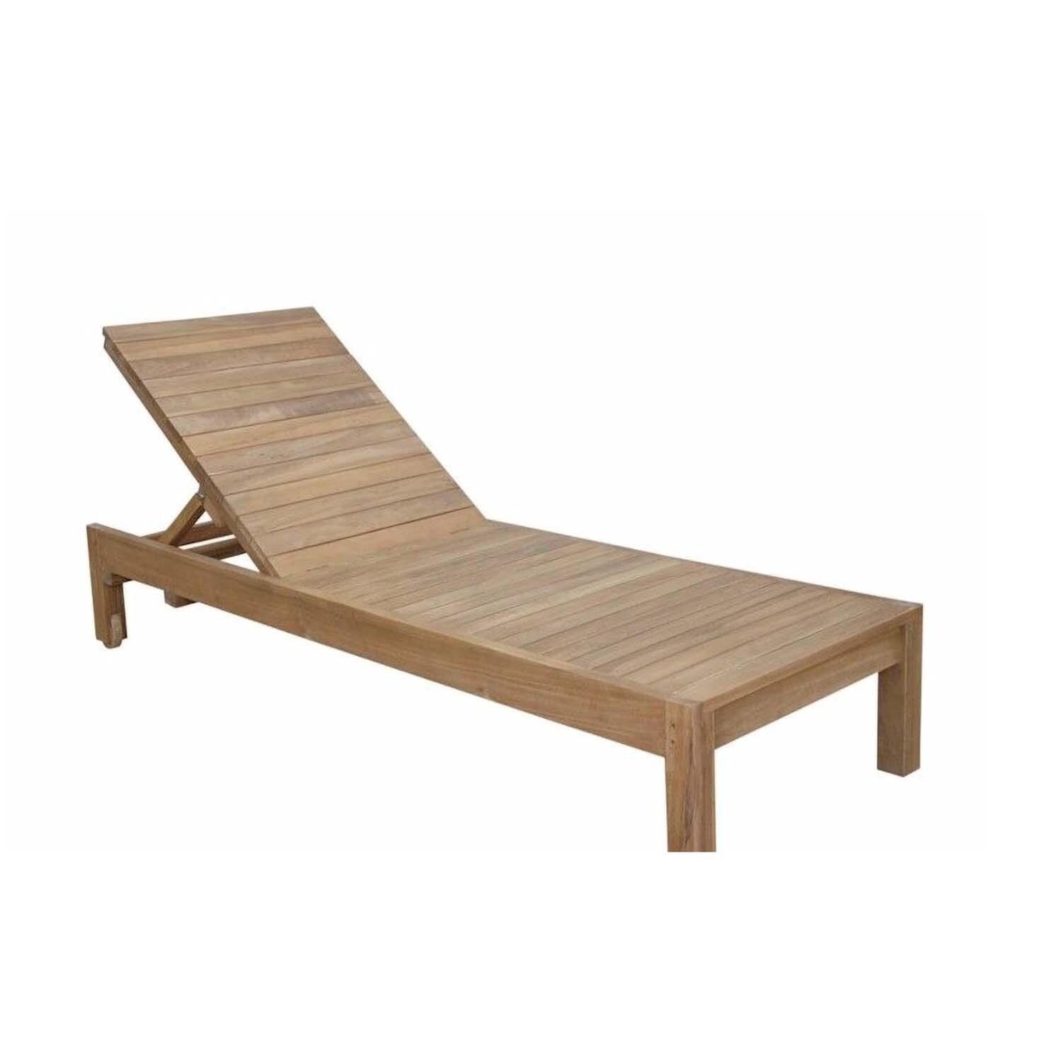 Sawgrass Bay 6 Pc Teak Seating Set w/ Chaise Lounge in Cast Slate by Lakeview Outdoor Designs - Chaise Lounge Shown w/ No Cushion - White Background thumbnail