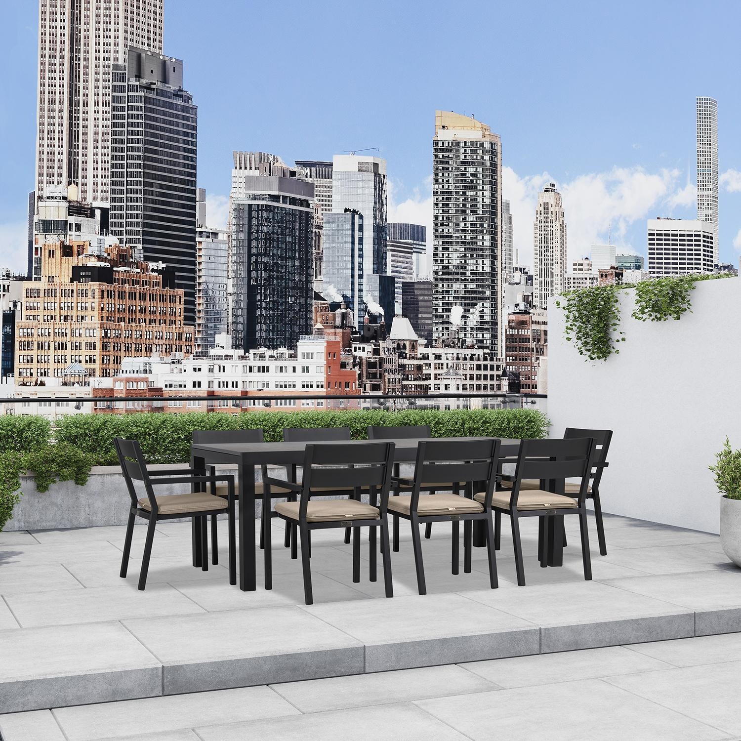 Calm Bay 9 Pc Extendable Dining Set in Black/Heather Beige by Lakeview - Lifestyle thumbnail