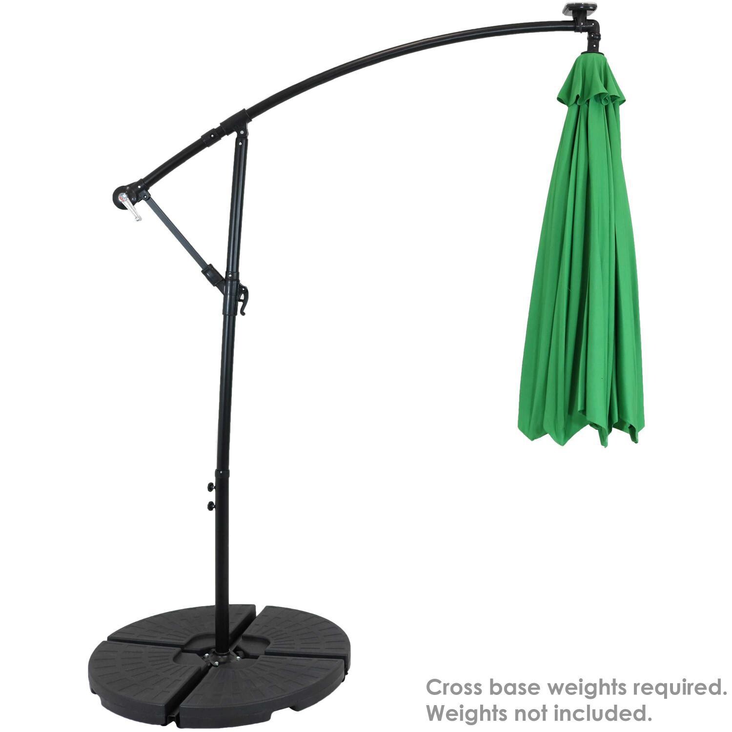 Ultimate Patio 10 Ft. Solar Lighted Patio Cantilever W/ Crank - Emerald - Weights Needed to Secure Base (Weights Not Included) thumbnail
