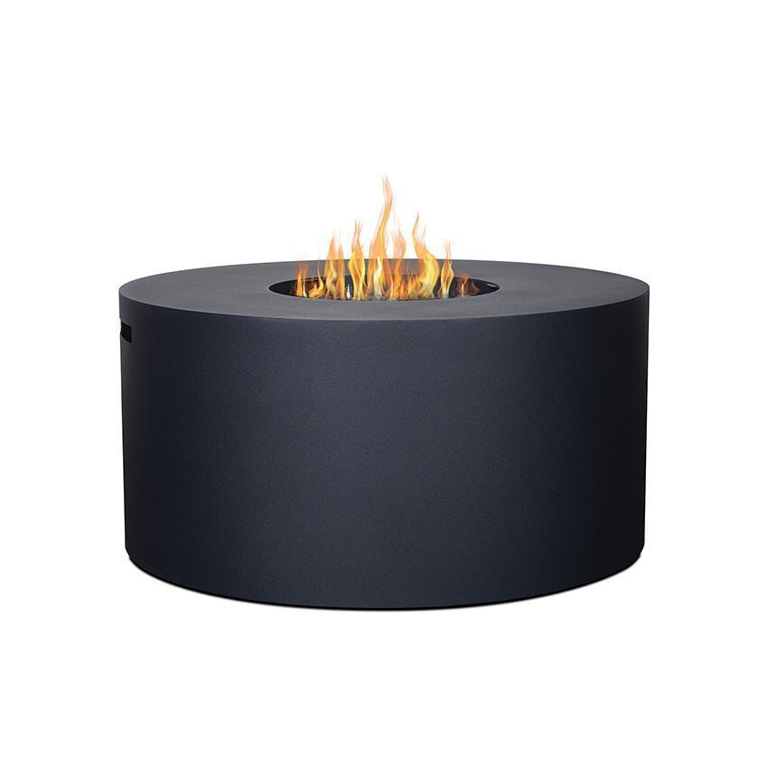 Covewood 4292LP-CHRC 41 Inch Round Aluminum Propane Fire Pit Table in Black by BBQGuys Signature - Front View - White Background